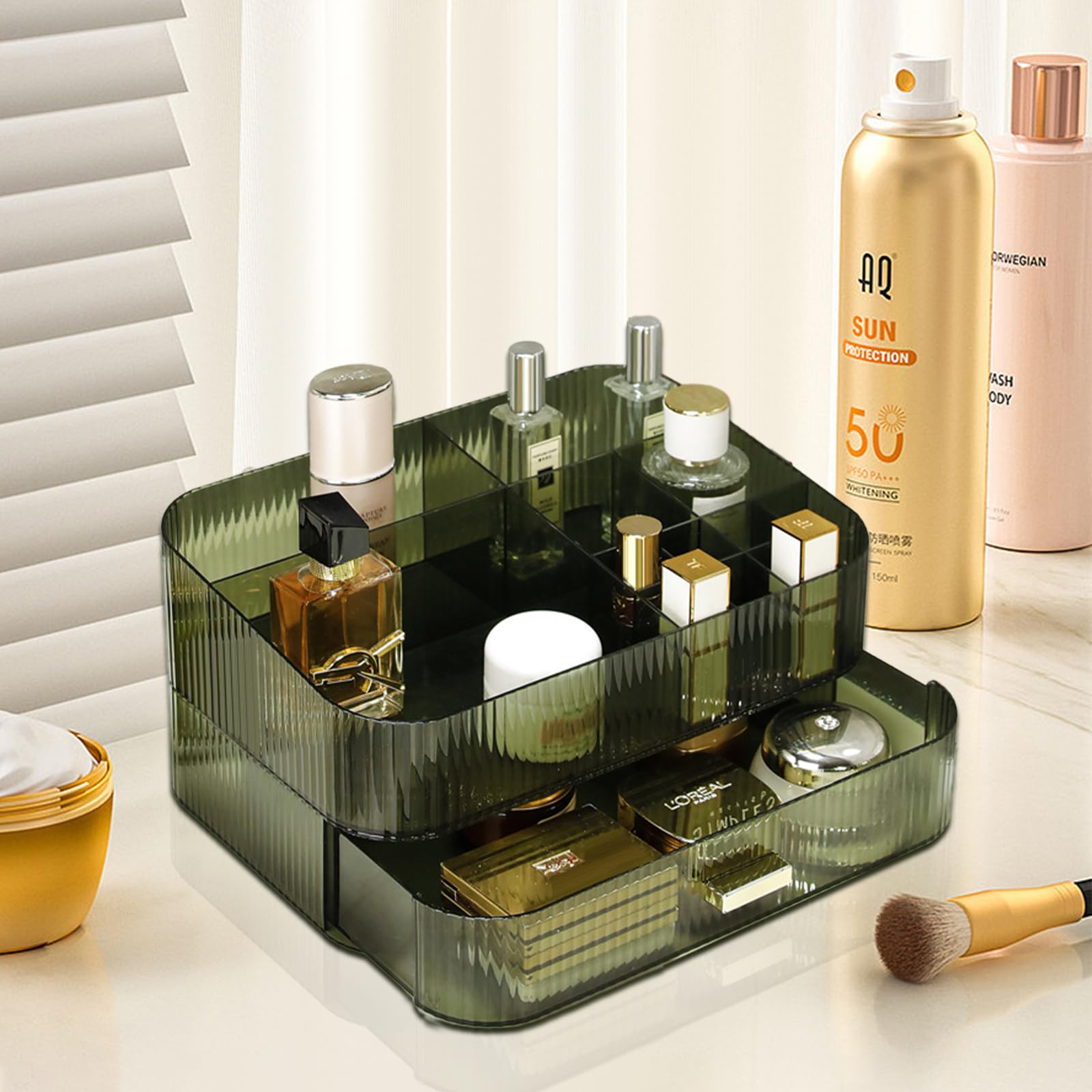 Dezzer stackable drawer system saves counter space and creates a tidy vanity