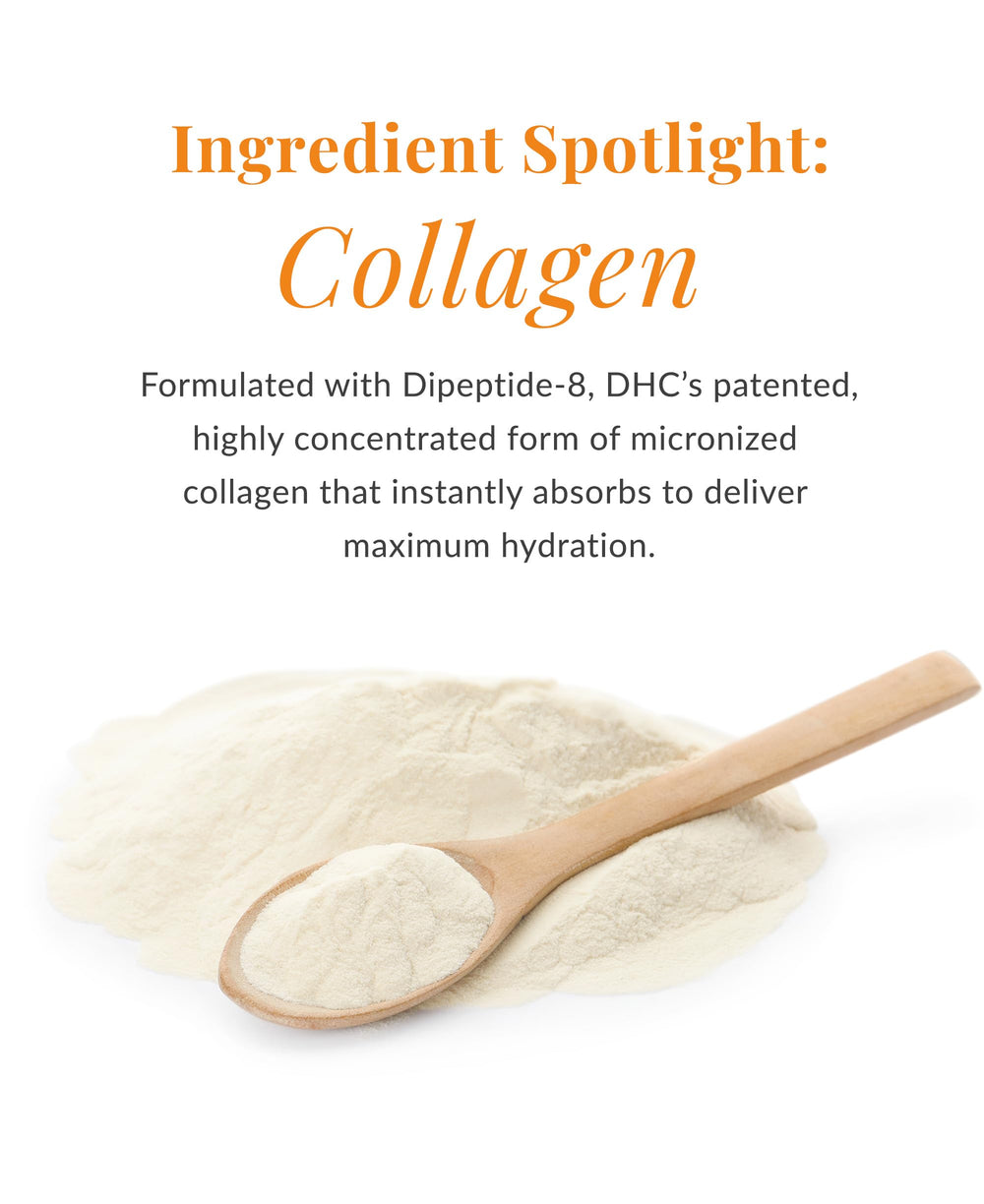 DHC Super Collagen Cream application scene shows soothing daily moisturizer.