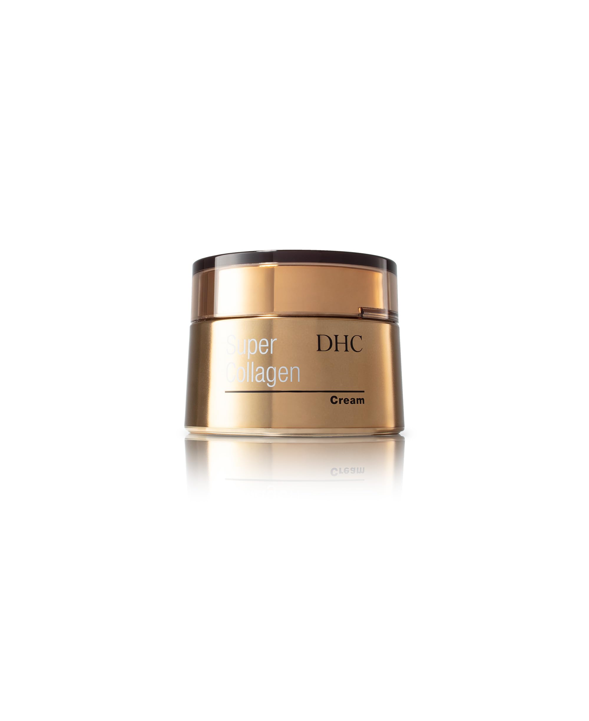 DHC Super Collagen Cream jar close-up with fragrance-free hydration for all skin types.