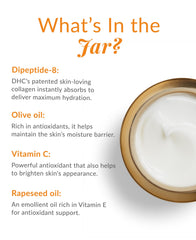 DHC Super Collagen Cream label highlights fragrance- and colorant-free formula.