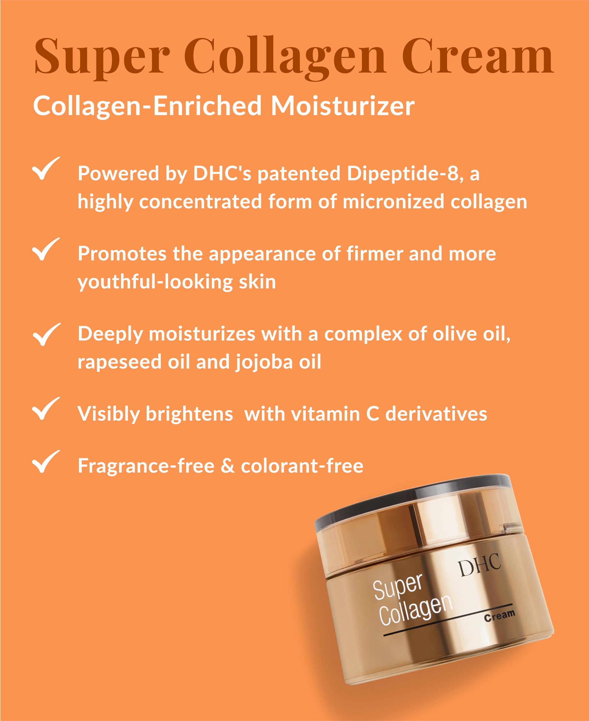 DHC Super Collagen Cream texture swatch demonstrates smooth, lightweight moisture.