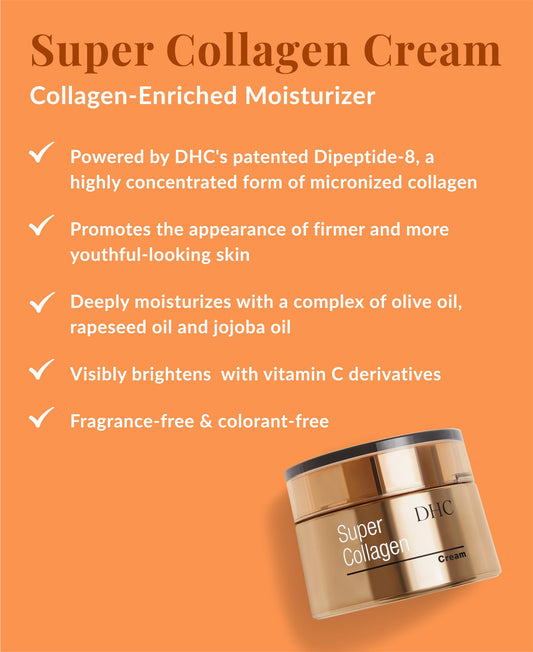 DHC Super Collagen Cream texture swatch demonstrates smooth, lightweight moisture.