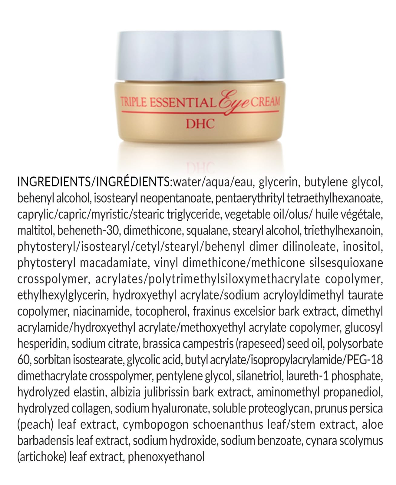 DHC Triple Essential Eye Cream daily-use scene suggesting all-skin-type suitability