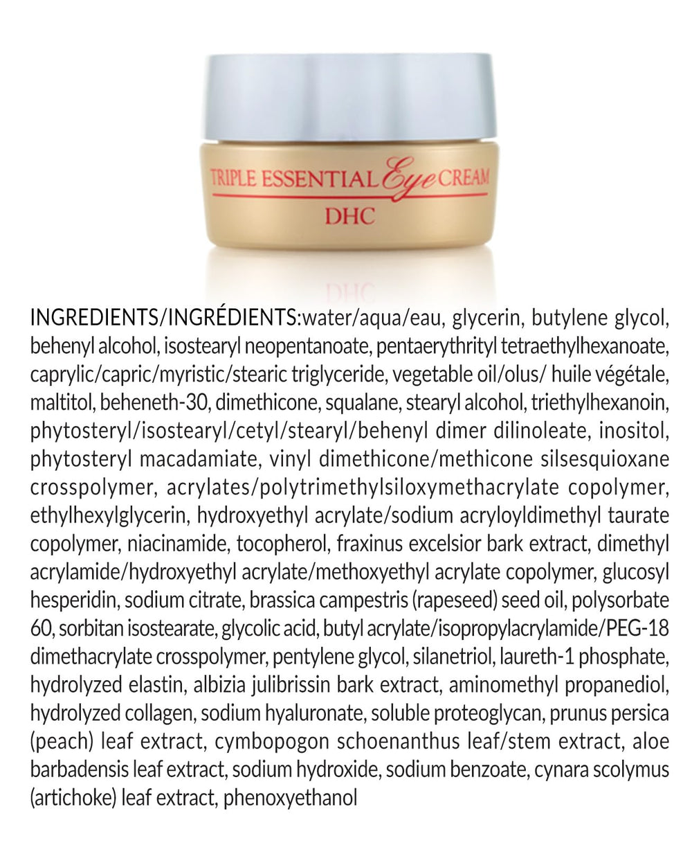 DHC Triple Essential Eye Cream daily-use scene suggesting all-skin-type suitability