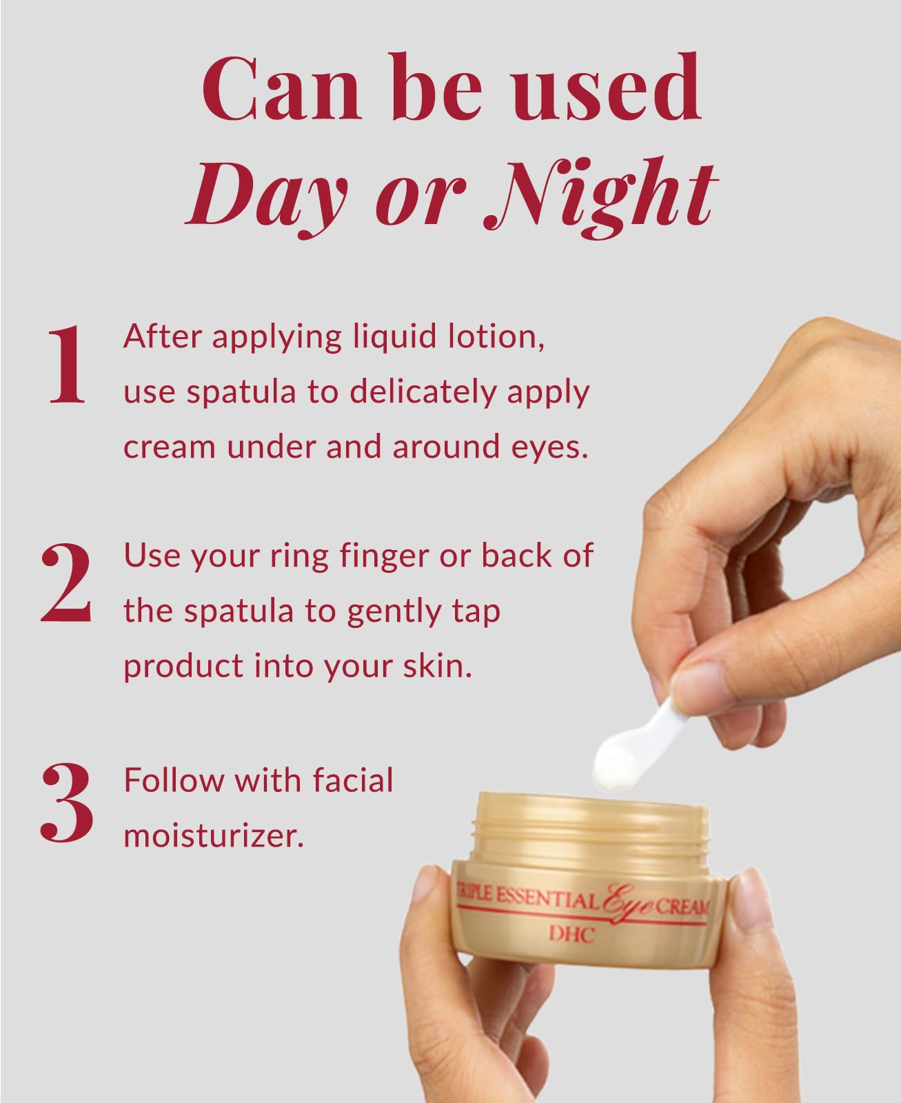 DHC Triple Essential Eye Cream ingredients blend featuring hydrating actives