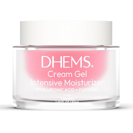 DHEMS Intensive Moisturizing Cream face jar showing rich hydration.