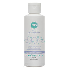 DHS SAL Shampoo bottle on a clean surface, designed to reduce oil and soothe itching.