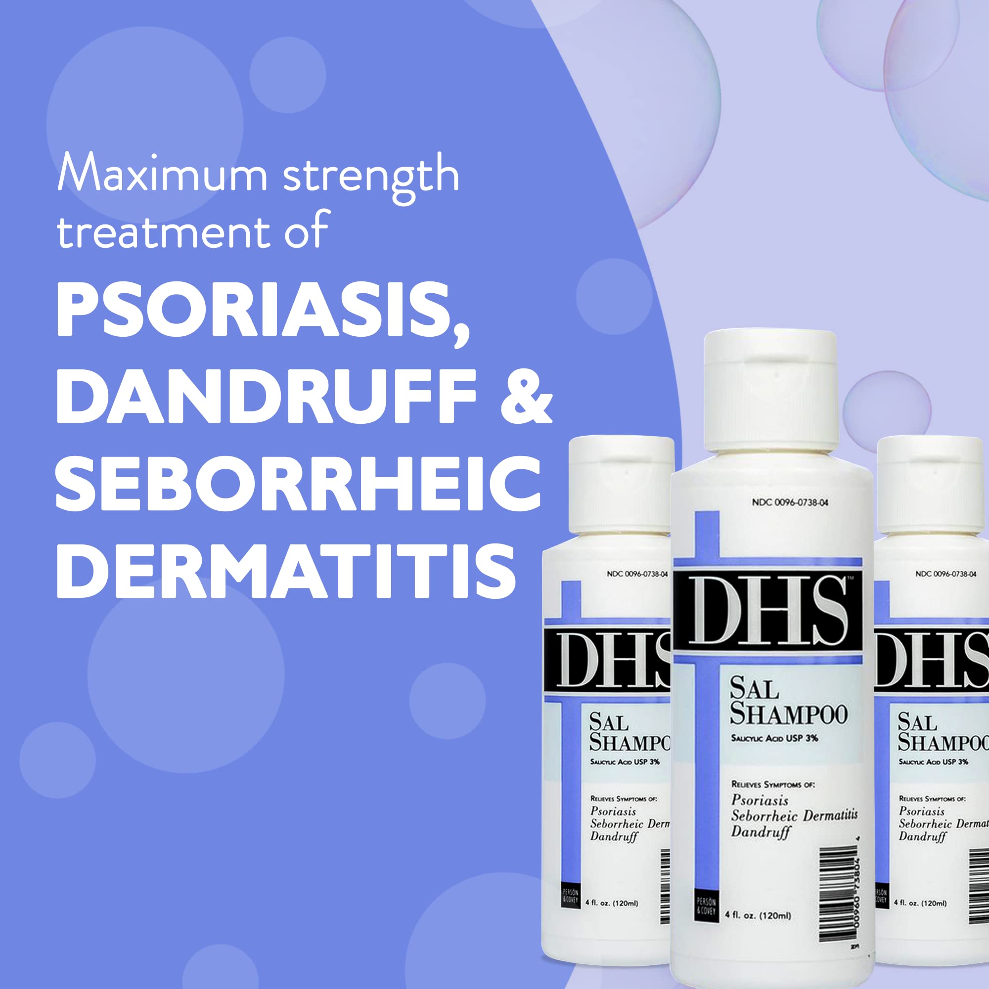 DHS SAL Shampoo texture close-up highlighting the medicated formula with salicylic acid