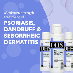 DHS SAL Shampoo texture close-up highlighting the medicated formula with salicylic acid