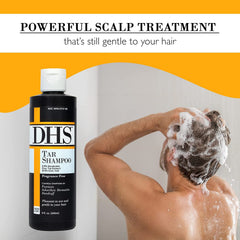 DHS Tar Shampoo packaging box emphasizing recyclable packaging and eco-friendly design