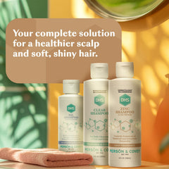DHS Zinc Shampoo flakes graphic implies ongoing support for flaky scalp