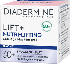 Diadermine Lift+ Nutri-Lifting Night Cream bottle showing firming hydration potential