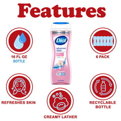 Dial body wash apple blossom label closeup highlighting refreshing cleanse