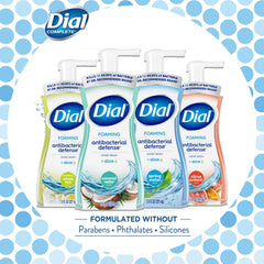 Dial Complete foaming hand wash side view of sleek bottle design.
