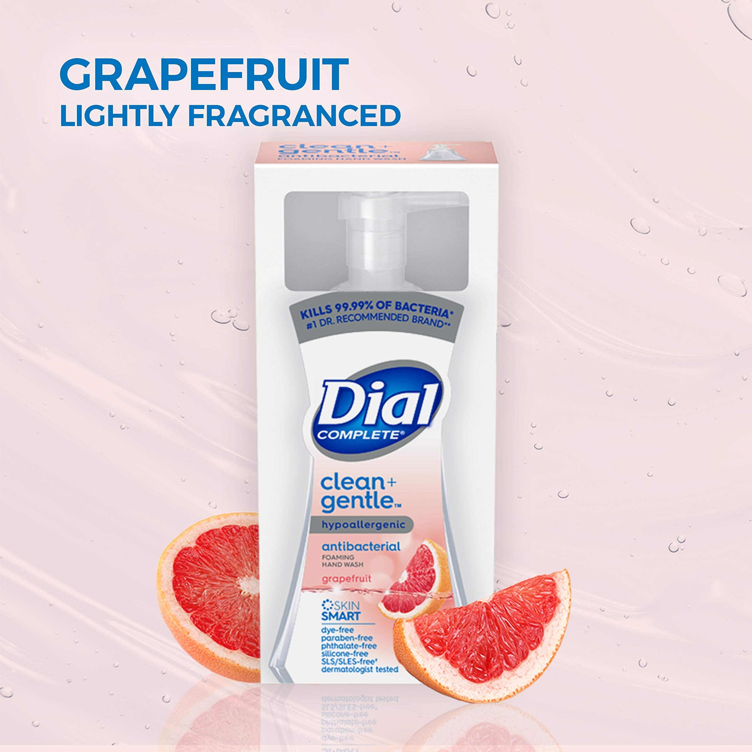 Dial dyes-free and silicones-free label communicates clean ingredients.