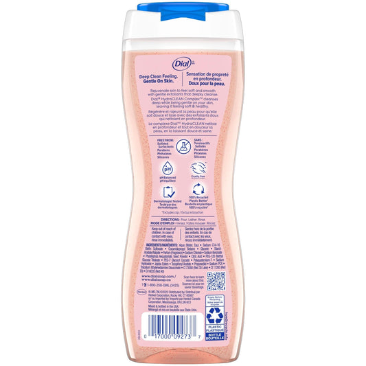 Dial Enriching Body Wash close-up of exfoliating scrubbers enhancing softness.