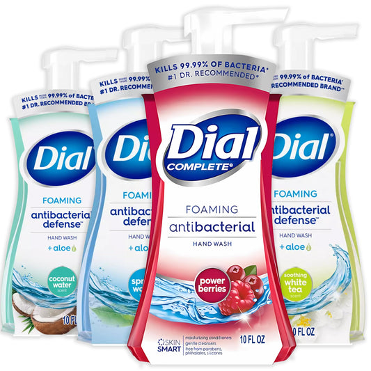 Dial foaming hand wash variety pack bottles offer quick, gentle cleansing for busy sinks.