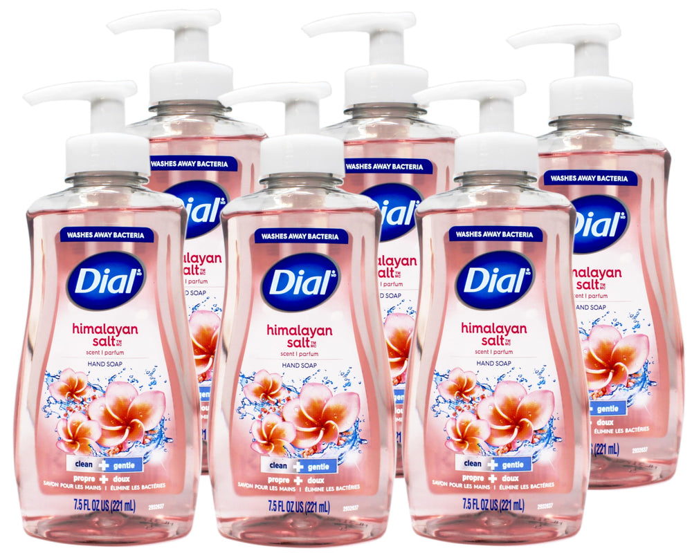 Dial Himalayan Pink Salt & Water Lily hand soap bottle, front view, moisturizing daily use