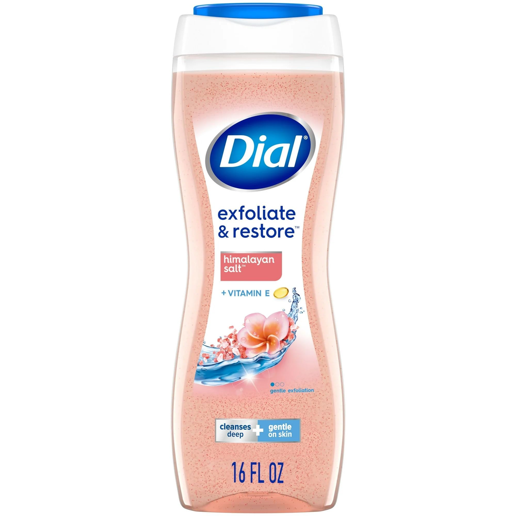 Dial Enriching Body Wash bottle front showing Himalayan Salt for hydrated, energized skin.