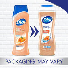 Dial Pamper & Indulge Silk & Seaberry pump in action for rich lather