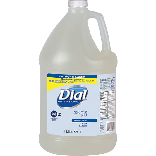 Dial Sensitive Skin antimicrobial soap refill with clear formula for frequent handwashing in healthcare, schools, and offices