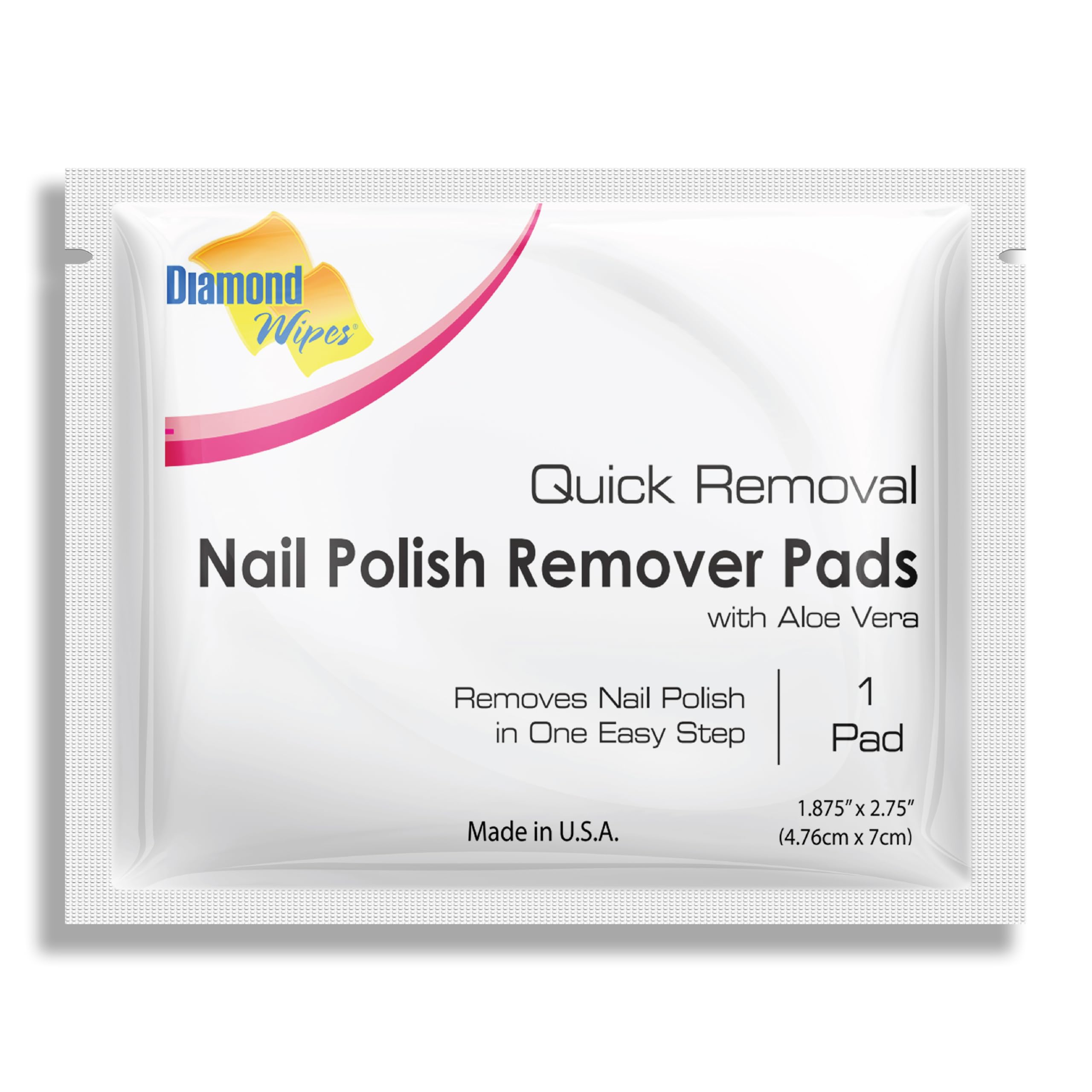 Diamond Wipes nail polish remover wipes front packaging highlights portable polish-removal solution.
