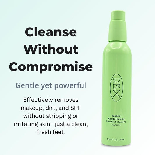 Dieux Baptism hydrating formula highlights 10% glycerin for lasting moisture.