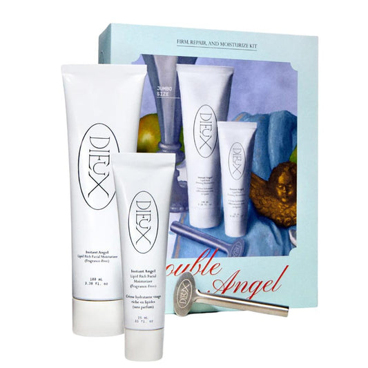 Dieux Double Angel Kit bottle-front, on-the-go hydration and barrier support.