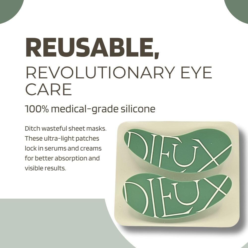 Dieux Forever Eye Mask being applied to reduce puffiness and improve smoothness.