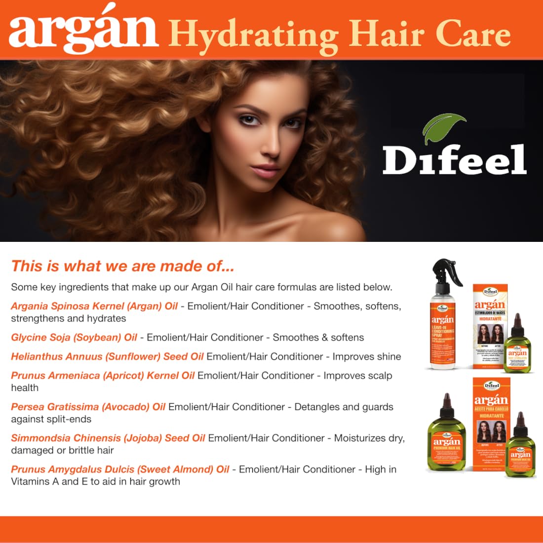 Difeel Argan Hydrating Shampoo large 33.8 oz bottle on shelf