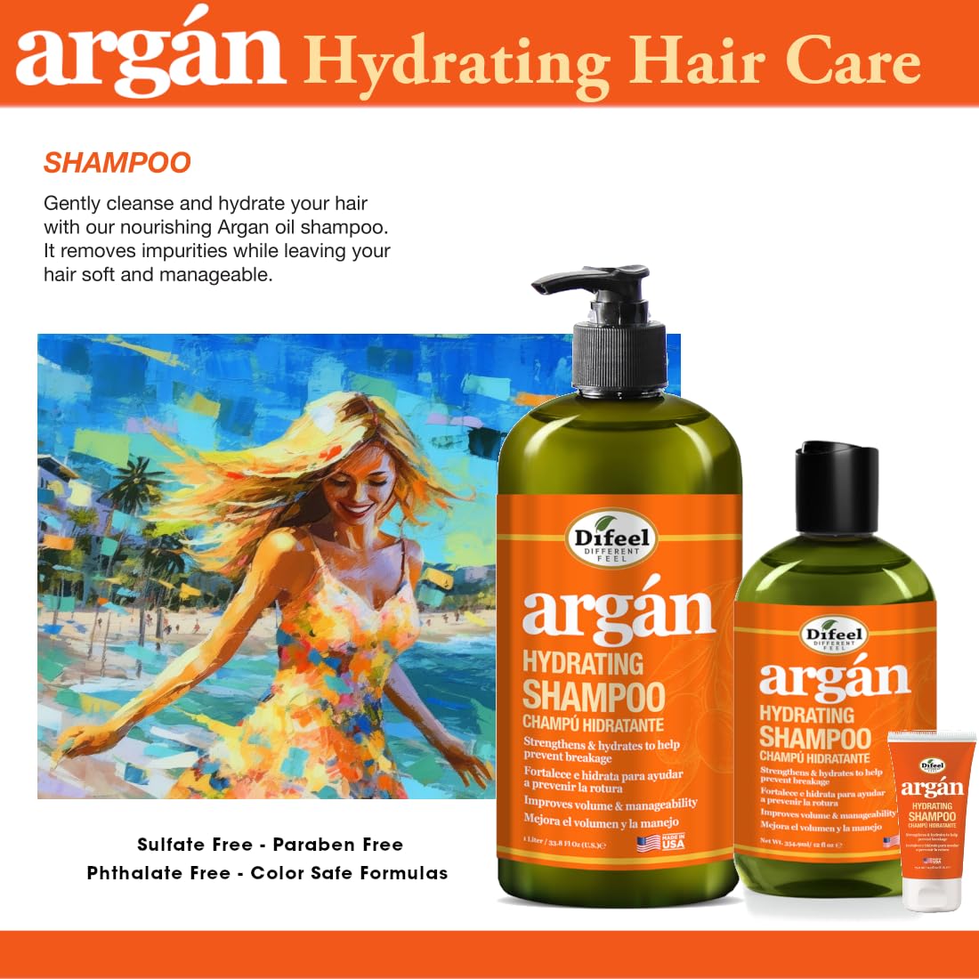 Difeel Argan Hydrating Shampoo lather in hand demonstrates gentle cleansing