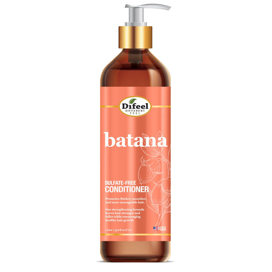 Difeel Batana Conditioner bottle pours to show hydration for detangling
