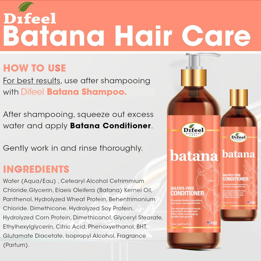 Difeel Batana Conditioner bottle with moisture hints for hydration