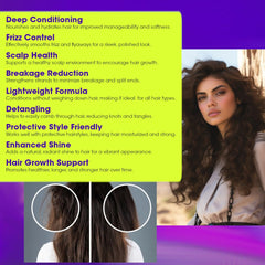 Difeel before and after hair results showing reduced frizz and shine