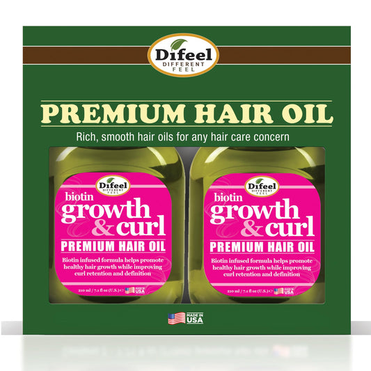 Difeel Biotin Growth & Curl Oil bottle front for defined curls