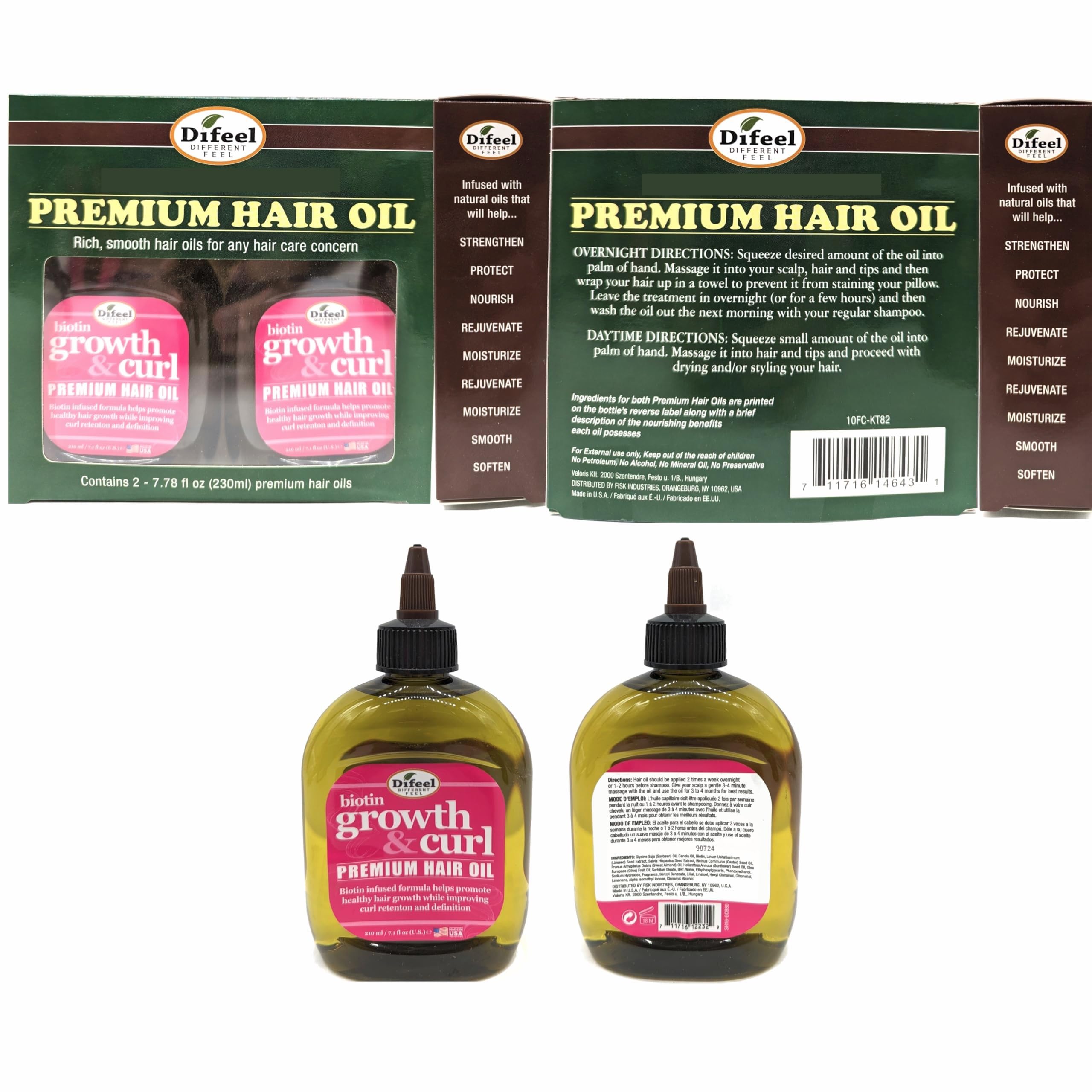 Label closeup on Difeel Biotin Growth & Curl Oil