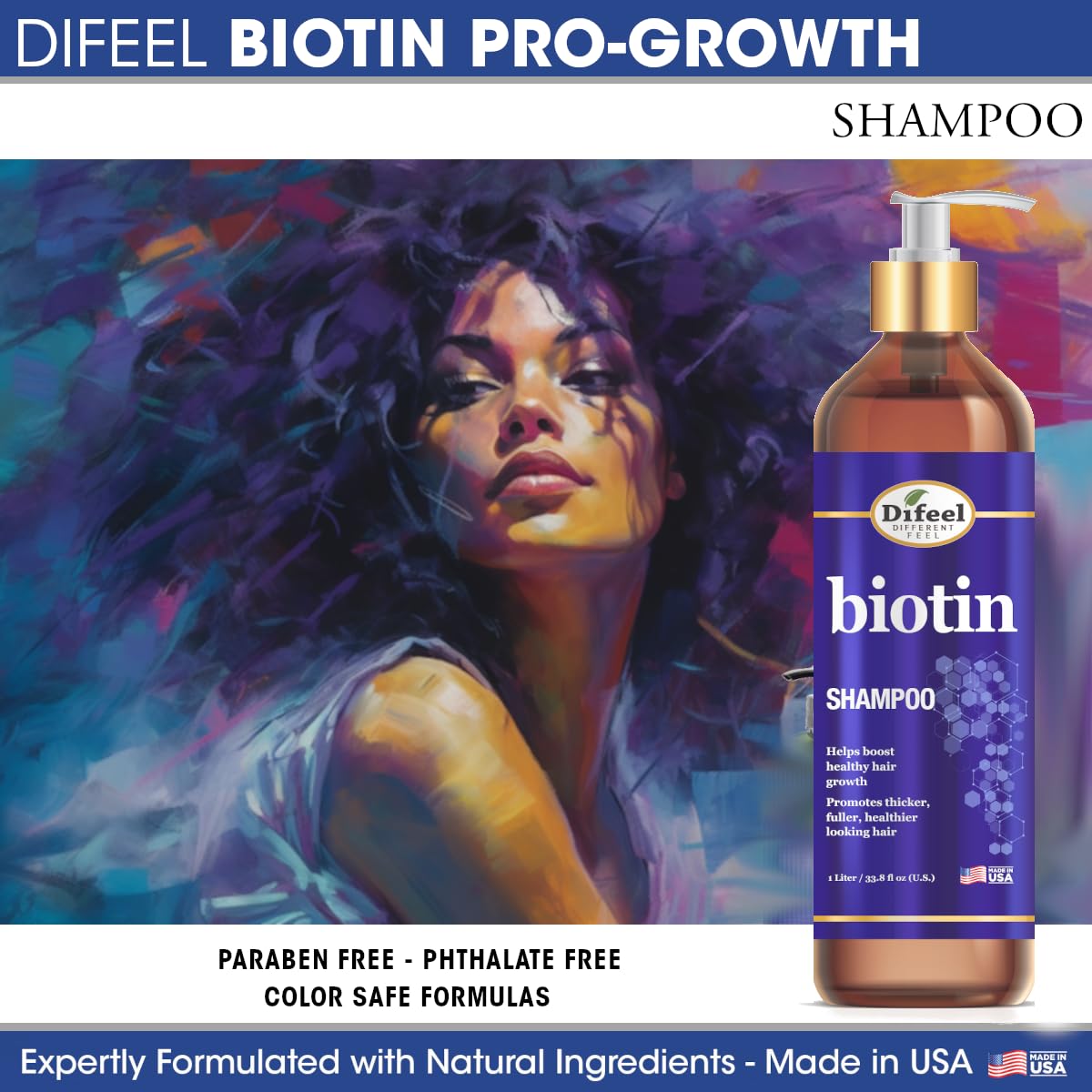 Difeel Biotin Shampoo foam lather closeup for gentle cleansing.