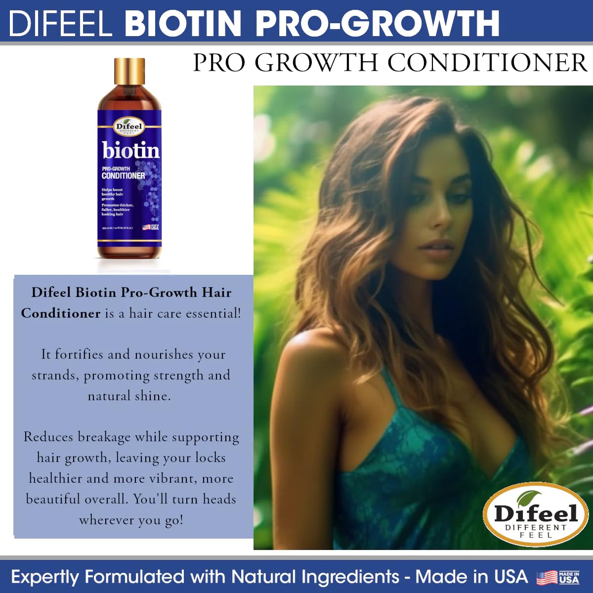 Difeel conditioner being applied to hair for smoothing strands