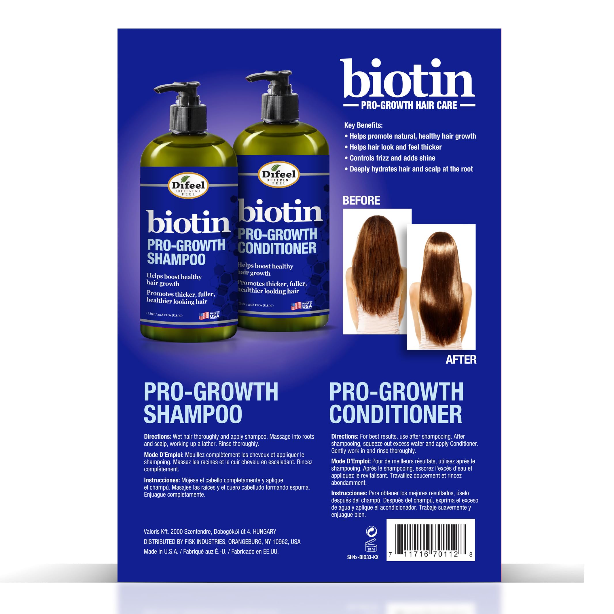 Gift set box front with Difeel Biotin shampoo and conditioner