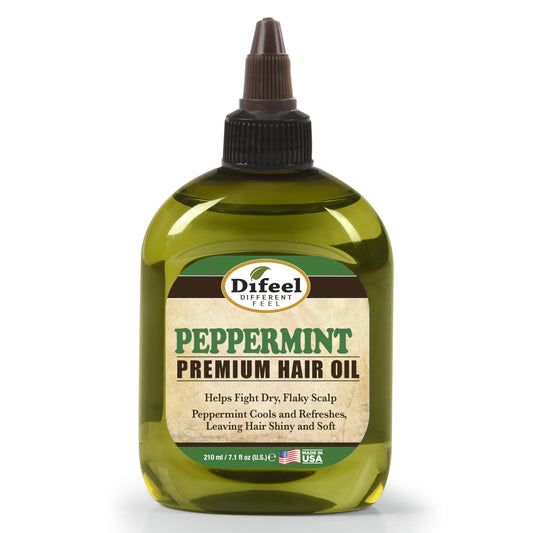 Difeel peppermint oil 7.1-ounce bottle highlighting soothing scalp care and refreshing scent