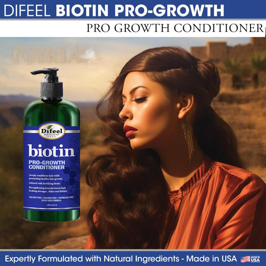 Difeel Pro-Growth Biotin Conditioner tube application on thinning hair