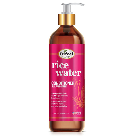 Difeel Rice Water Conditioner bottle, 1 liter, ideal for strong, hydrated hair.