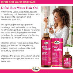 Difeel Rice Water Leave-In Spray applied to damp hair.