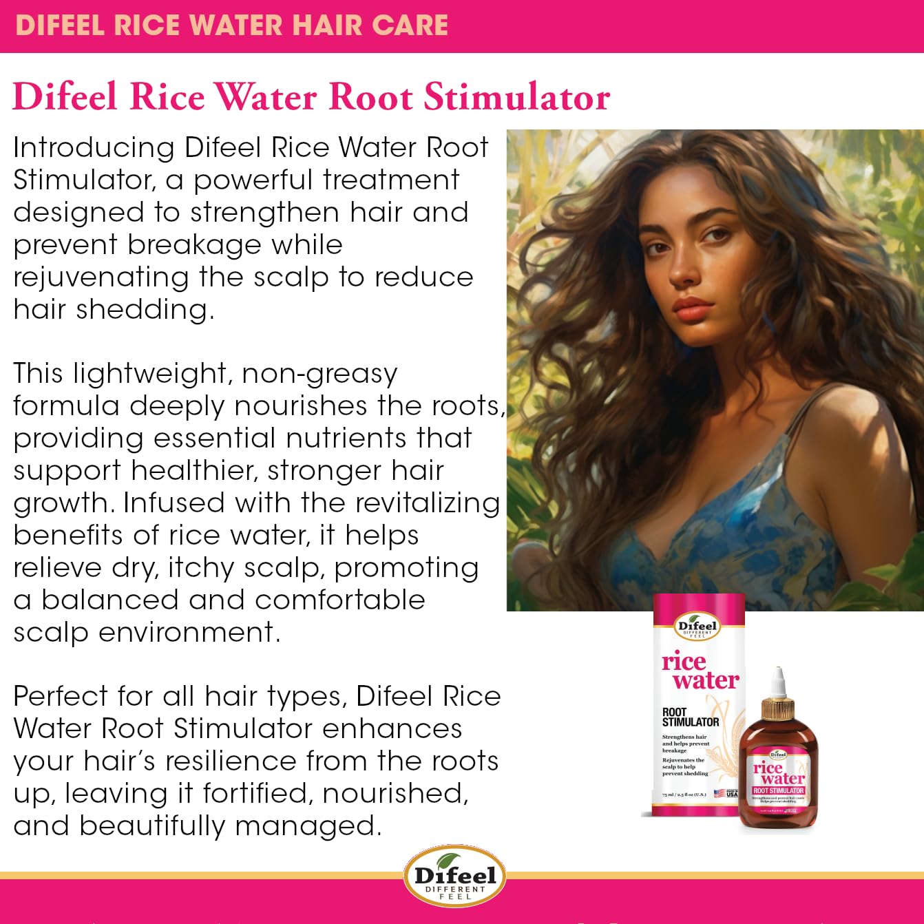 Hair strands with product applied at roots showing strengthened look.