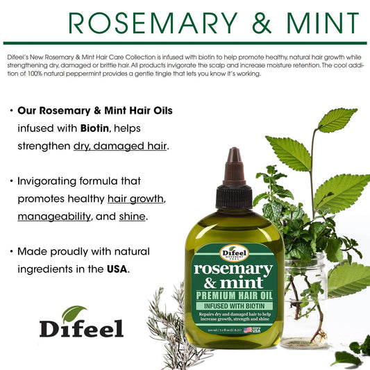 Difeel Rosemary & Mint Hair Oil pour shows easy application.
