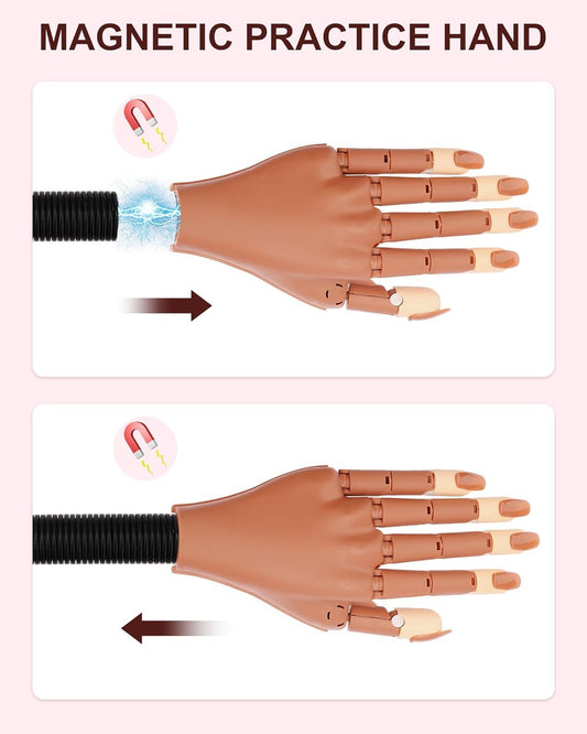 Difenni movable nail hand demonstrates rotatable joints for realistic nail art practice