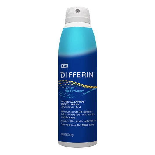 Differin Acne-Clearing Body Spray with 360° spray reaching back and shoulders