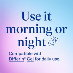 Differin bottle beside Differin Gel, compatible with existing skincare.