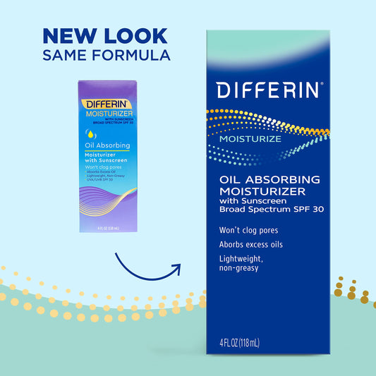 Differin Oil Absorbing Moisturizer SPF 30 matte texture demonstrates oil absorption