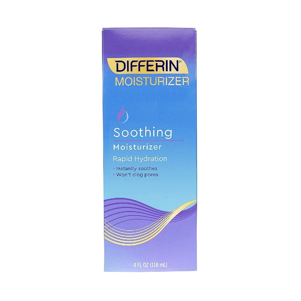 Differin Soothing Moisturizer bottle showing lightweight hydration for sensitive skin